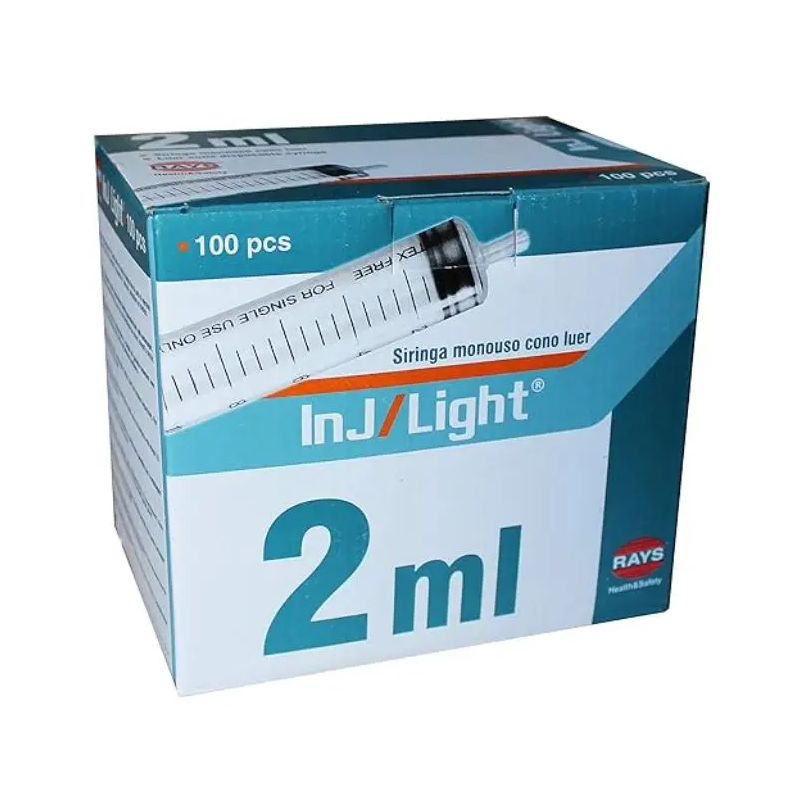 Jeringas Desechables 2 ml, 5 ml o 10 ml sin Aguja de Tres Cuerpos Cono Luer Central de Inj/Light - Caja de 100 Unidades