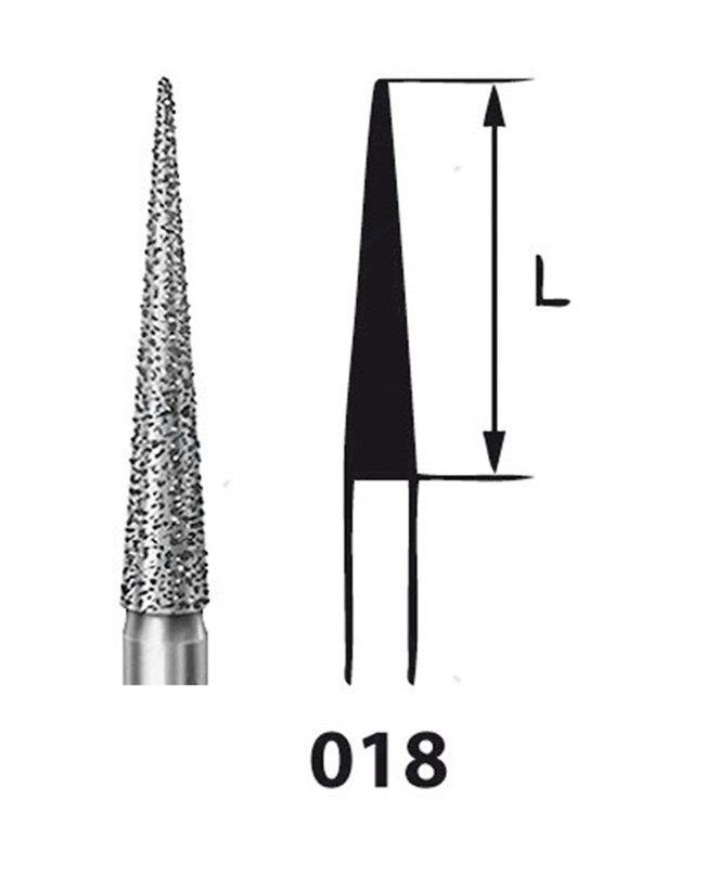Diamond burs 314 FG, medium, Ø 1.4 mm, tip 8 mm