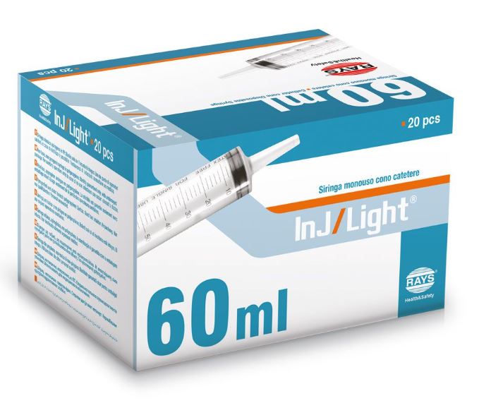 Jeringas Desechables sin Aguja 60 ml de Tres Cuerpos Cono Catéter de Inj/Light - Caja de 20 Unidades