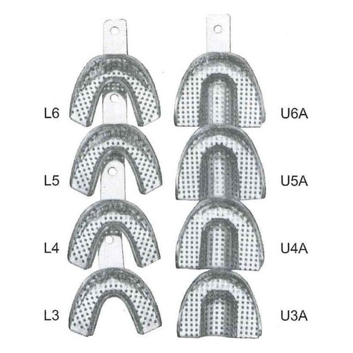 [IU-10686] Impression Trays for Dentate Patients, Both Maxillary and Mandibular, Stainless Steel