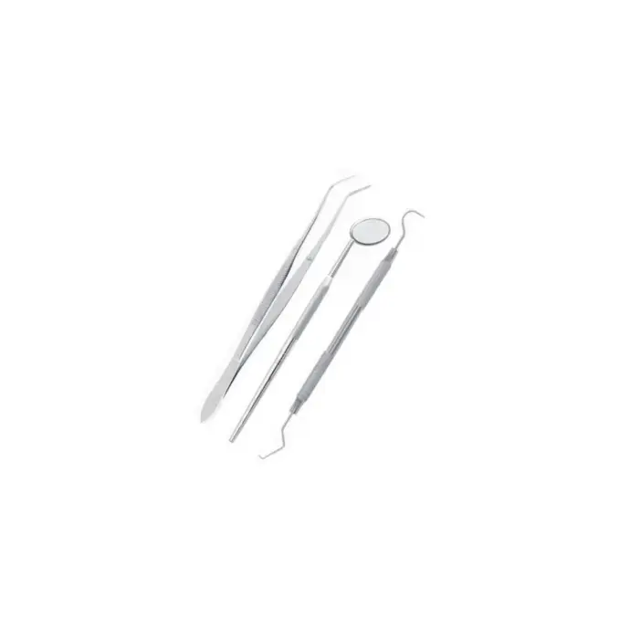 Kit de exploración (espejo plano número 5, mango espejo metálico, sonda de exploración doble, y pinzas)