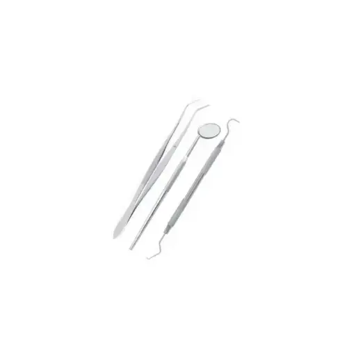 [SET-1] Kit de exploración (espejo plano número 5, mango espejo metálico, sonda de exploración doble, y pinzas)