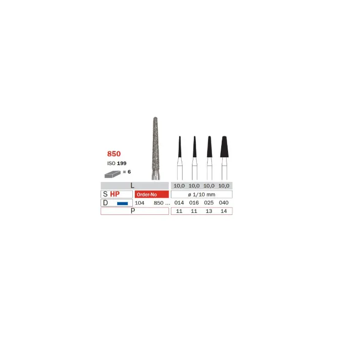 104 HP electroplated diamond burs, standard, Ø 2.3 mm, tip 10 mm