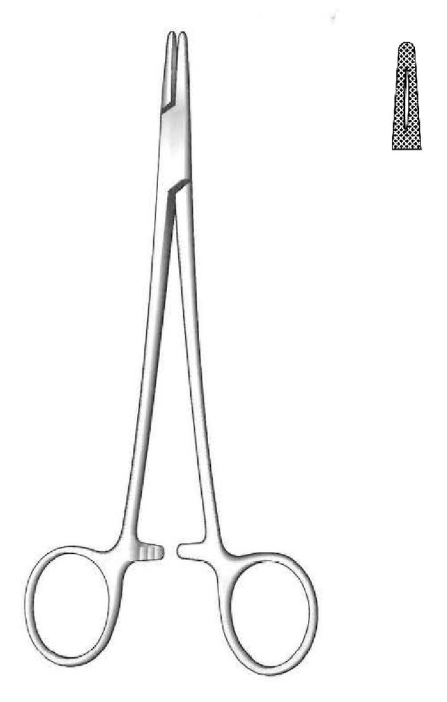 Porta Agujas de Mayo-Hegar con Punta Recta y Mandíbulas Dentadas - Longitud de 14 cm