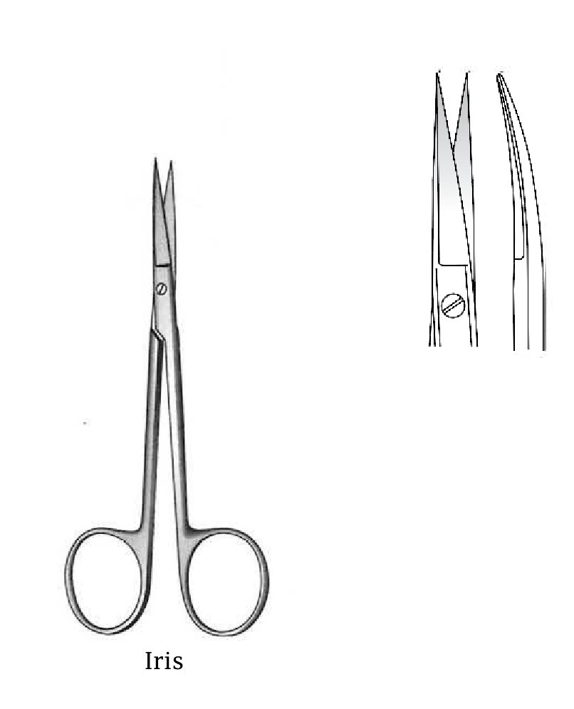 Iris S surgical scissors, sharp, flat, curved