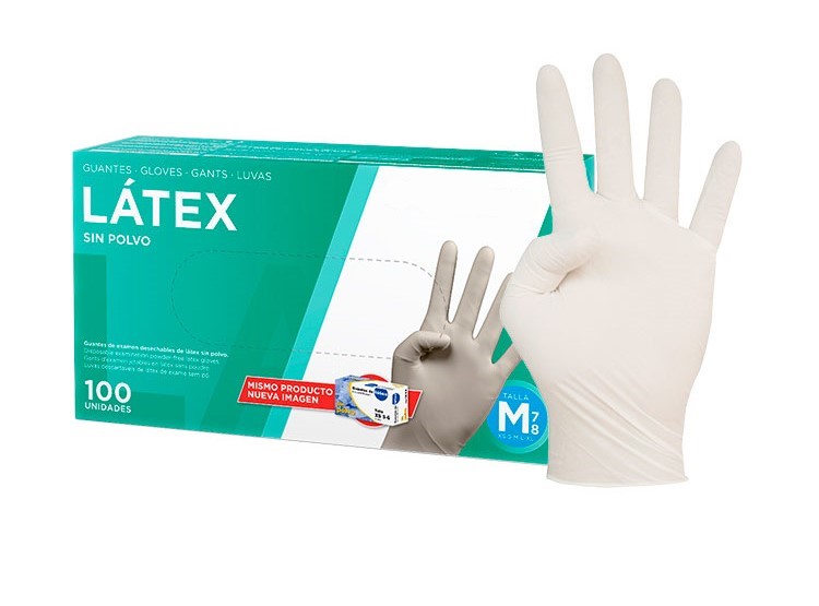 Guantes de Látex Sin Polvo Blanco, Tallas XS a XL - Caja de 100 Unidades