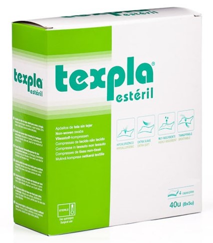 Apósitos Estériles de Tejido Sin Tejer de Texpol - Caja de 40 Unidades (8 Sobres de 5 Unidades)