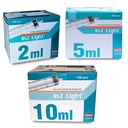 Jeringas Desechables 2 ml, 5 ml o 10 ml sin Aguja de Tres Cuerpos Cono Luer Central de Inj/Light - Caja de 100 Unidades