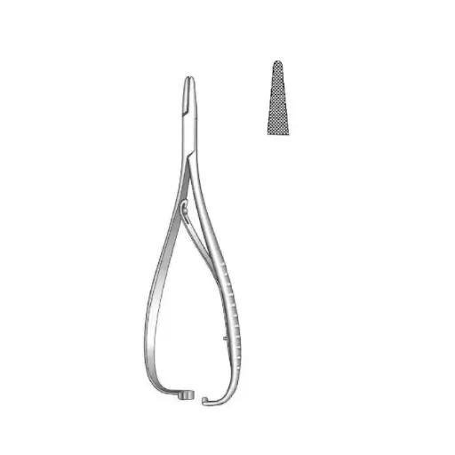 [IU-03284] Porta Agujas de Mathieu con Punta Recta y Mandíbulas Dentadas - Longitud de 14 cm