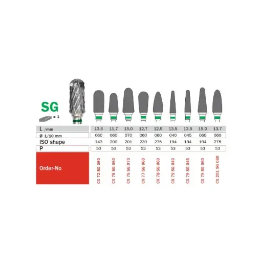 [IU-F1CX-251SG-060] CX 251 bur, super coarse, tungsten carbide, Ø 6 mm, tip 13.7 mm