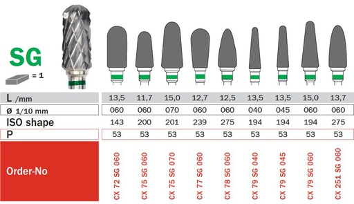 [IU-F1CX-251SG-060] Fresa CX 251, Super Grueso, Carburo de Tungsteno, Diámetro de 6 mm, Punta de 13.7 mm