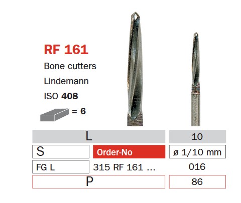[IU-F315RF-161-016] Surgical burn Lindemann 315 Fg L of carbide, Ø 1.6 mm, 10 mm tip