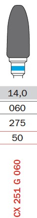 [IU-F1CX-251G-060] CX 251 tungsten carbide burs, Ø 6 mm, tip 14 mm