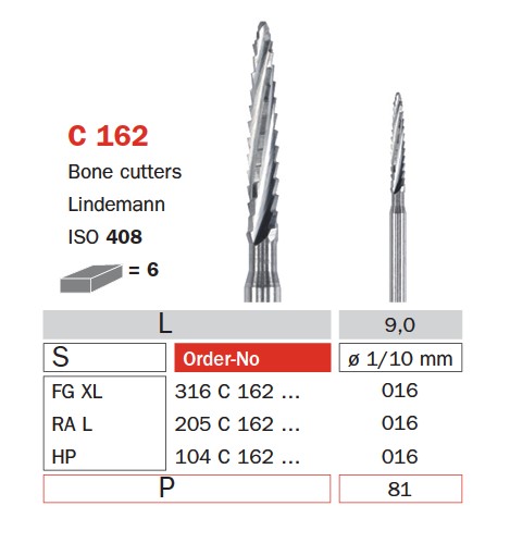 [IU-F205C-162-016] Lindemann Bone Cutters, Contra Angle L, Ø 1.6 mm, Tip 9 mm