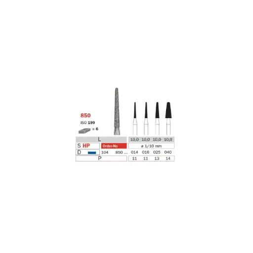 [IU-F104-850-023] 104 HP electroplated diamond burs, standard, Ø 2.3 mm, tip 10 mm