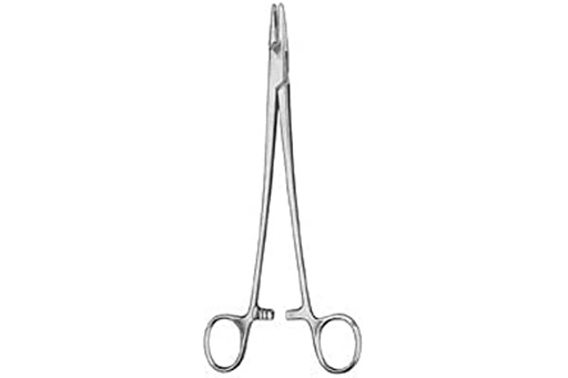 [IU-03233-S] Porta Agujas de Mayo-Hegar con Punta Recta y Mandíbulas Dentadas - Longitud de 14 cm