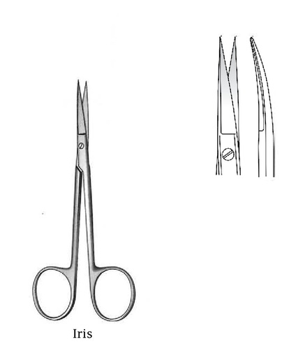[IU-02754-S] Tijera Quirúrgica Iris con Punta Aguda, Curvada  - Longitud de 12 cm