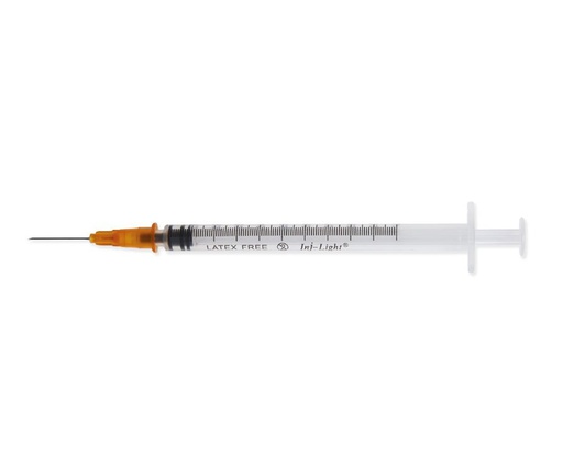 [IU-JCA-1ML25X58] Jeringas de Tuberculina 1 ml con Aguja 25G 0,5x16 mm de Inj/Light - Caja de 100 Unidades