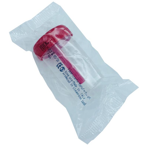 [IU-Y149H] Envase Colector de Heces con Espátula y Tapa Roja - 120 ml