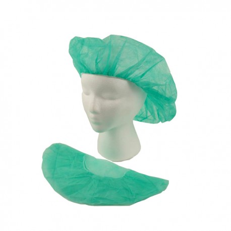 [IU-GD100-VR] Gorros Desechables TNT de Enfermera Verde con Gomas 10 gr - Bolsa de 100 Unidades
