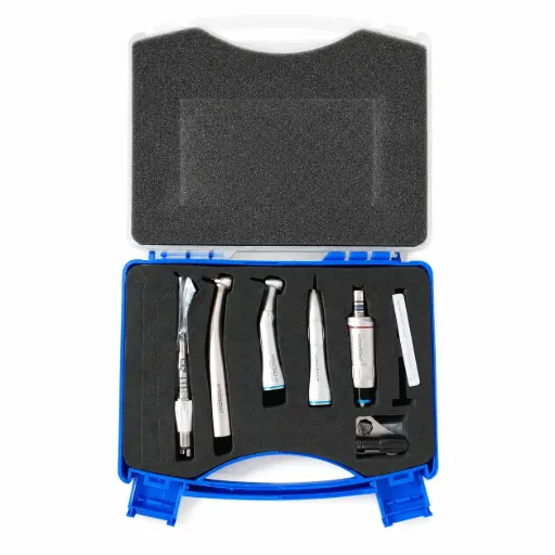 [IU-SMR-TQL3] Kit Instrumental Rotatorio:  Micromotor 1:2,  Turbina, Acople Rapido, Contra-ángulo, Pieza de Mano. Con luz led autogenerada